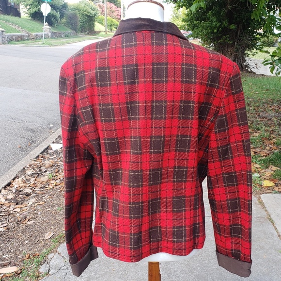 SOLD Vintage 90s Wool Blend Plaid Lizsports Jacket - Picture 4 of 7